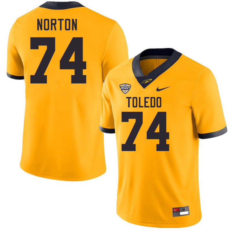 Toledo Rockets #74 Storm Norton College Football Jerseys Stitched Sale-Gold